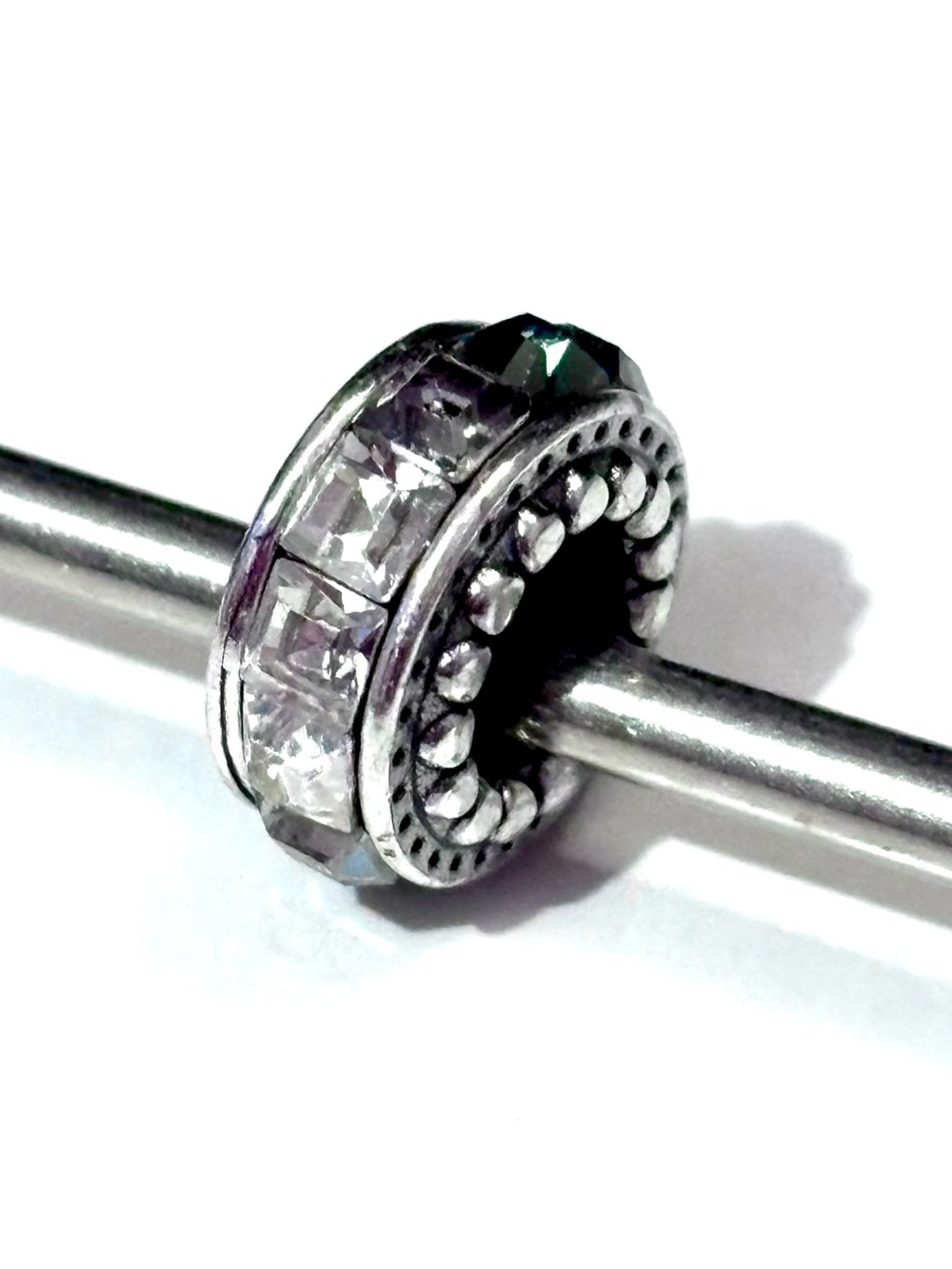 Brighton Spectrum Spacer in Black Square crystals of black, gray, clear Retired